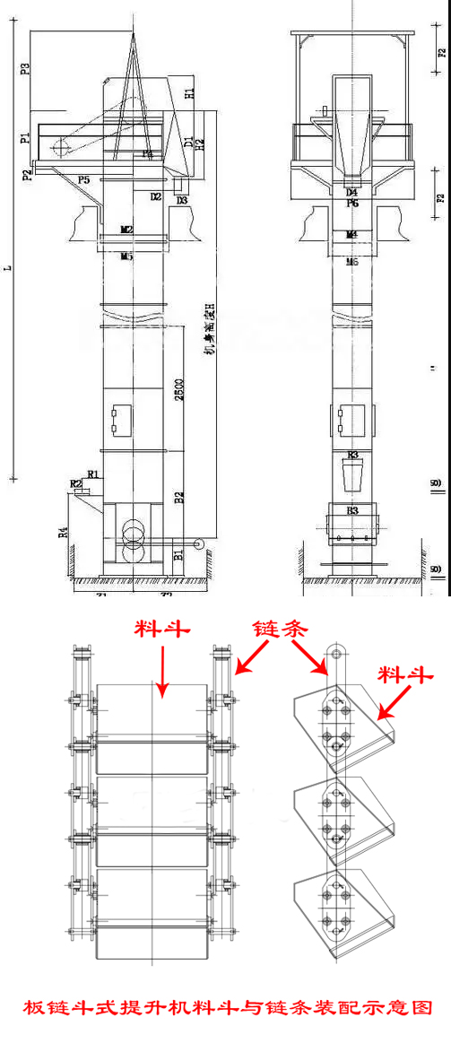 板鏈鬥式（shì）提升機（jī）圖紙