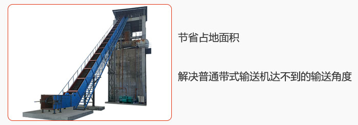 節省占地麵積,解決普通帶式輸送機達不到的輸送角度。