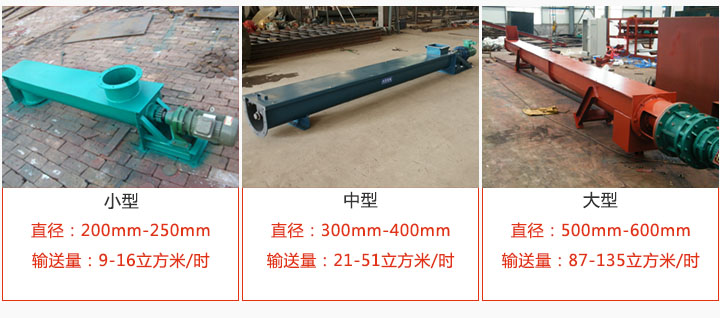 U型螺旋輸（shū）送小型（xíng），中型，大型產品展示（shì）